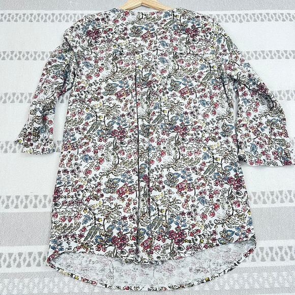J. Jill Wearever Blouse Top Tunic Floral Paisley Print High Low Hem Womens M - Picture 3 of 11